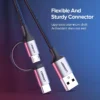 2 in 1 USB A to USB C & Micro USB Fast Charging Cable