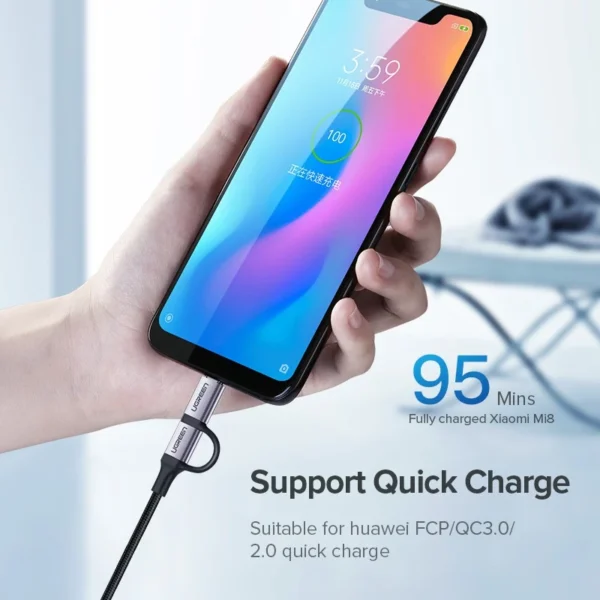 2 in 1 USB A to USB C & Micro USB Fast Charging Cable