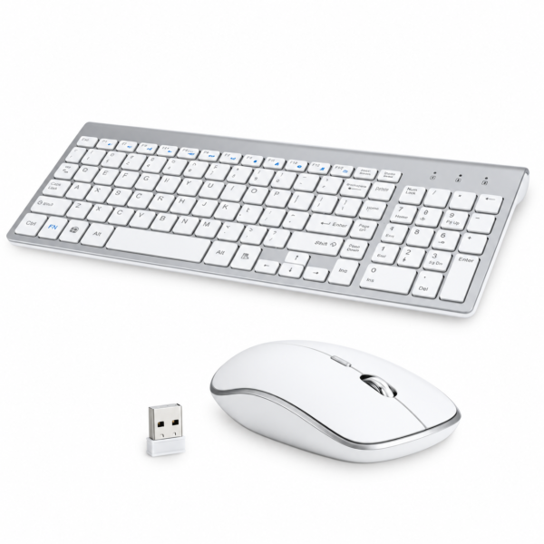 Minimal White Wireless Keyboard Set Slim Wireless Keyboard & Mouse Combo