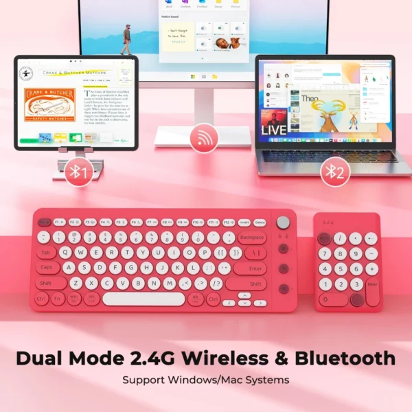 cn-11134207-820l4-mn1b5ixl60aof5 Pink Retro Wireless Keyboard & Numeric Keypad Set
