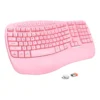 Pink Ergonomic Wireless Keyboard with Wrist Rest
