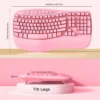 Pink Ergonomic Wireless Keyboard with Wrist Rest