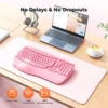 Pink Ergonomic Wireless Keyboard with Wrist Rest