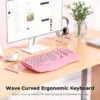 Pink Ergonomic Wireless Keyboard with Wrist Rest