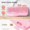Pink Ergonomic Wireless Keyboard with Wrist Rest