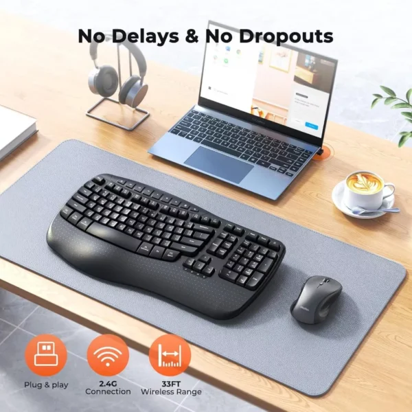 Multi Mode Ergonomic Wireless Keyboard & Mouse Combo