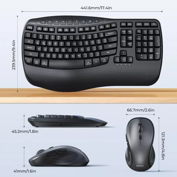 Multi Mode Ergonomic Wireless Keyboard & Mouse Combo