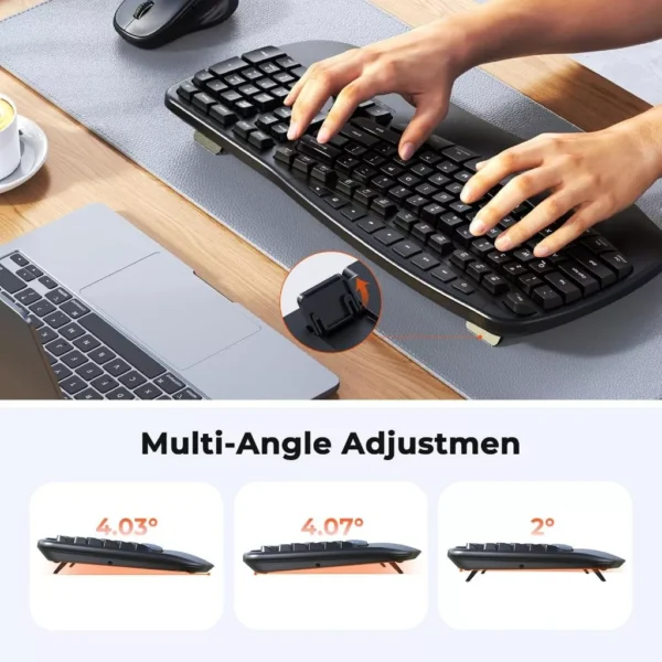 Multi Mode Ergonomic Wireless Keyboard & Mouse Combo