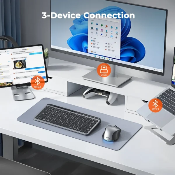 Compact Multi-Mode Wireless Keyboard & Mouse Combo