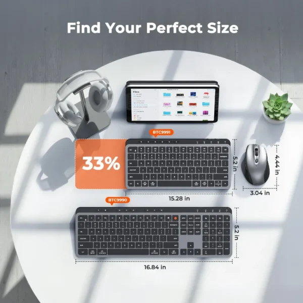 Compact Multi-Mode Wireless Keyboard & Mouse Combo
