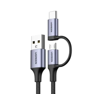 2 in 1 USB A to USB C & Micro USB Fast Charging Cable